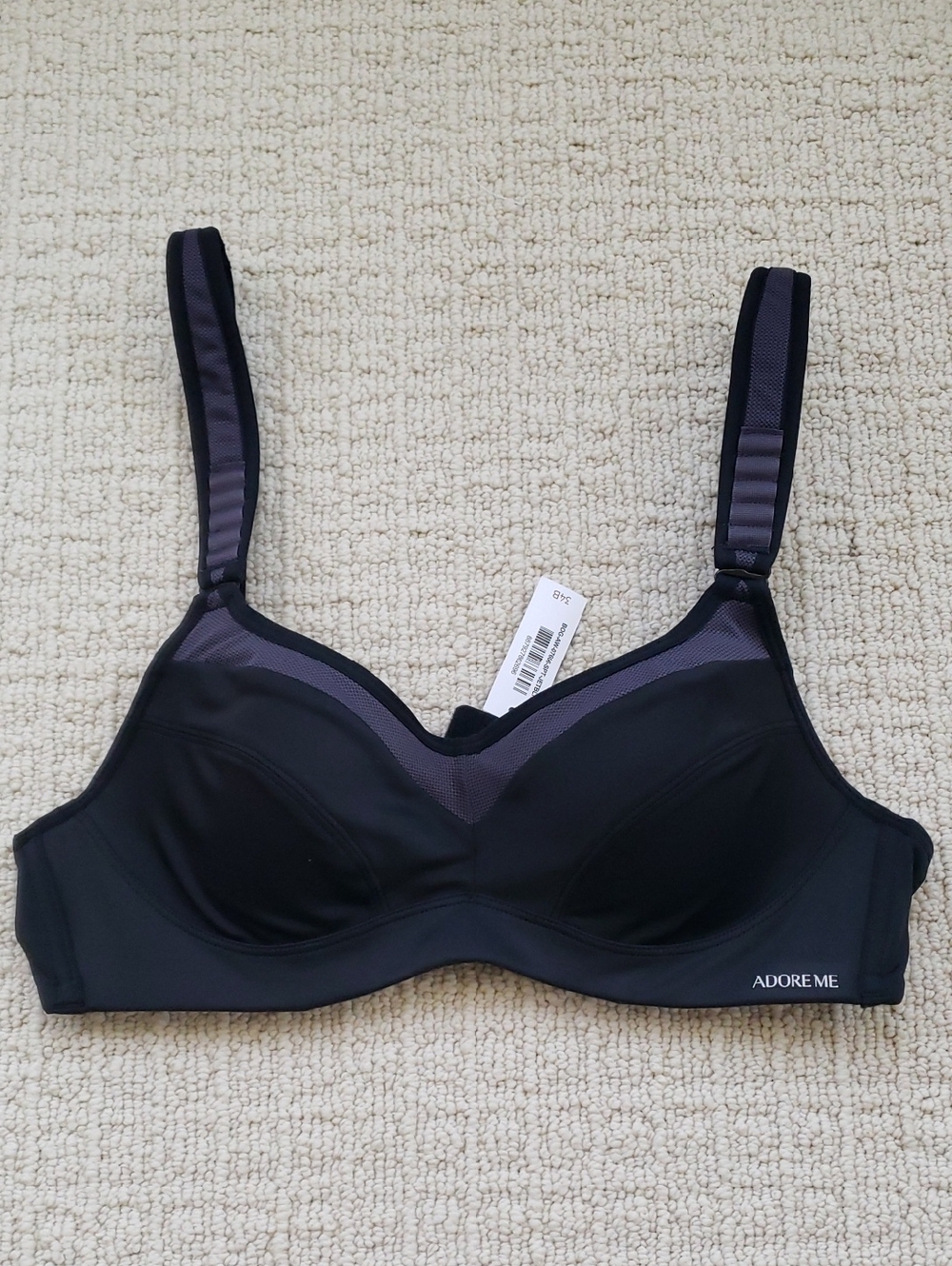 Adore Me Black Wireless Comfort Bra with Mesh Trim